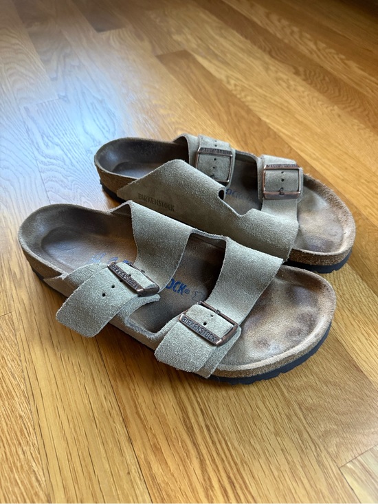 Birkenstock Shoes - Birkenstock Suede Arizona Sandals in Taupe